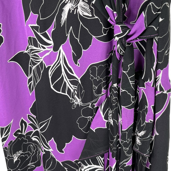 Parker New York NWT Loreena Silk Blend Wrap Dress Purple Black Floral Size 2 - Picture 8 of 16